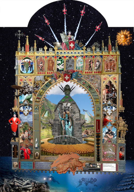 "Der Altar von Gudruna", Collage von Guerreiro do Divino Amor, Ausschnitt aus dem Werk "Das Wunder von Helvetien", 2023